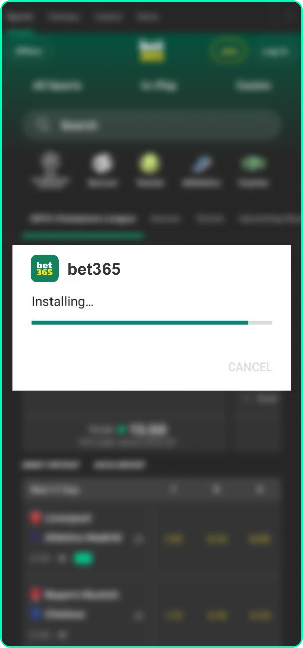 Open the app and immerse yourself in the world of betting from bookmaker Bet365.