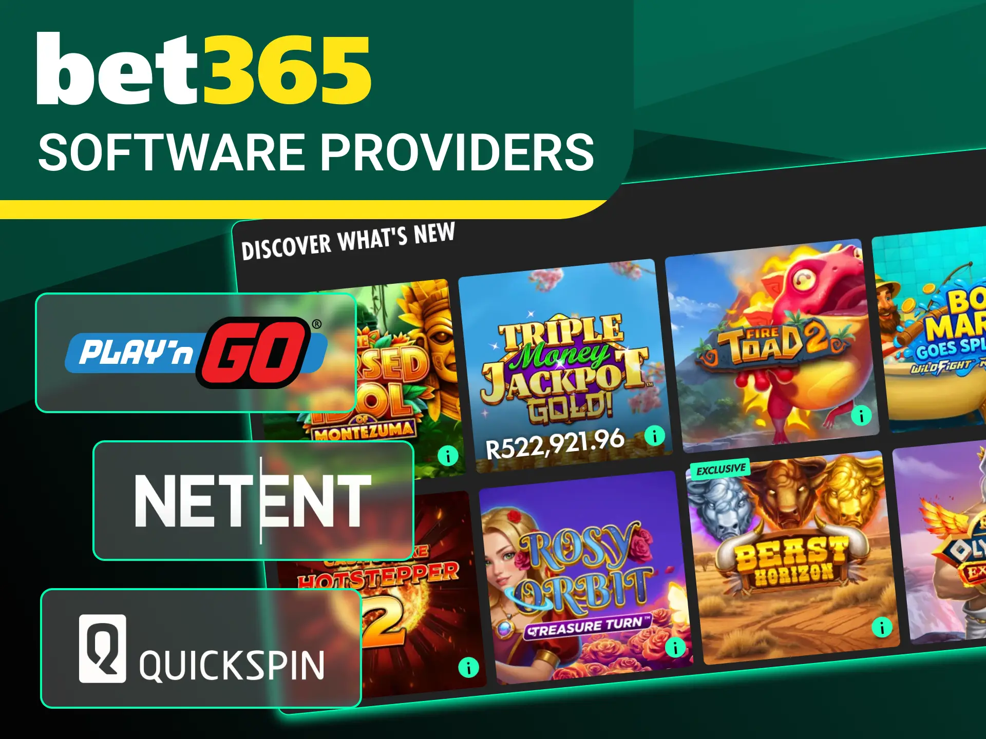 Meet the major game software providers at Bet365.