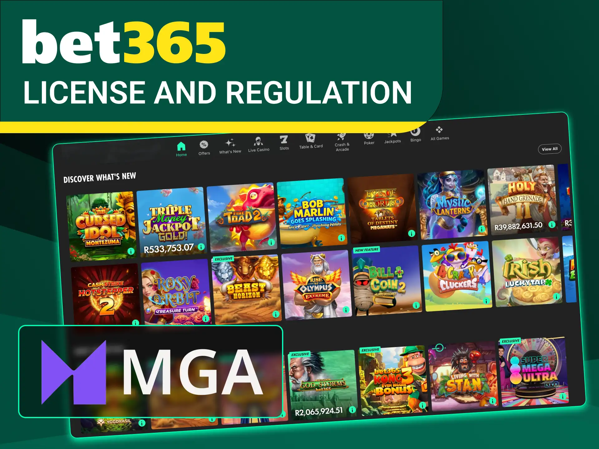 Online casino Bet365 has license.