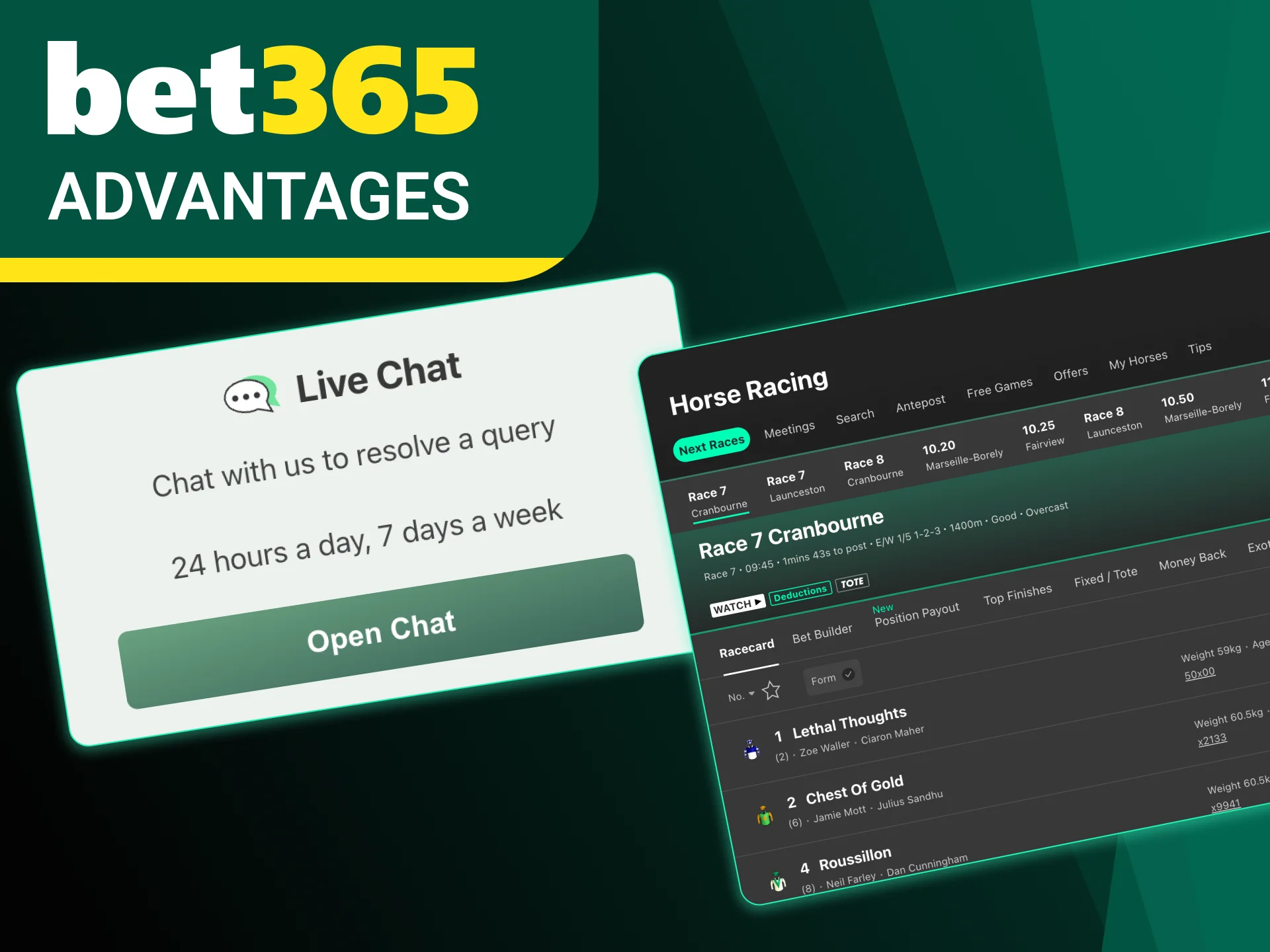 Use Bet365 horse racing platform with easy deposits and user-friendly design.