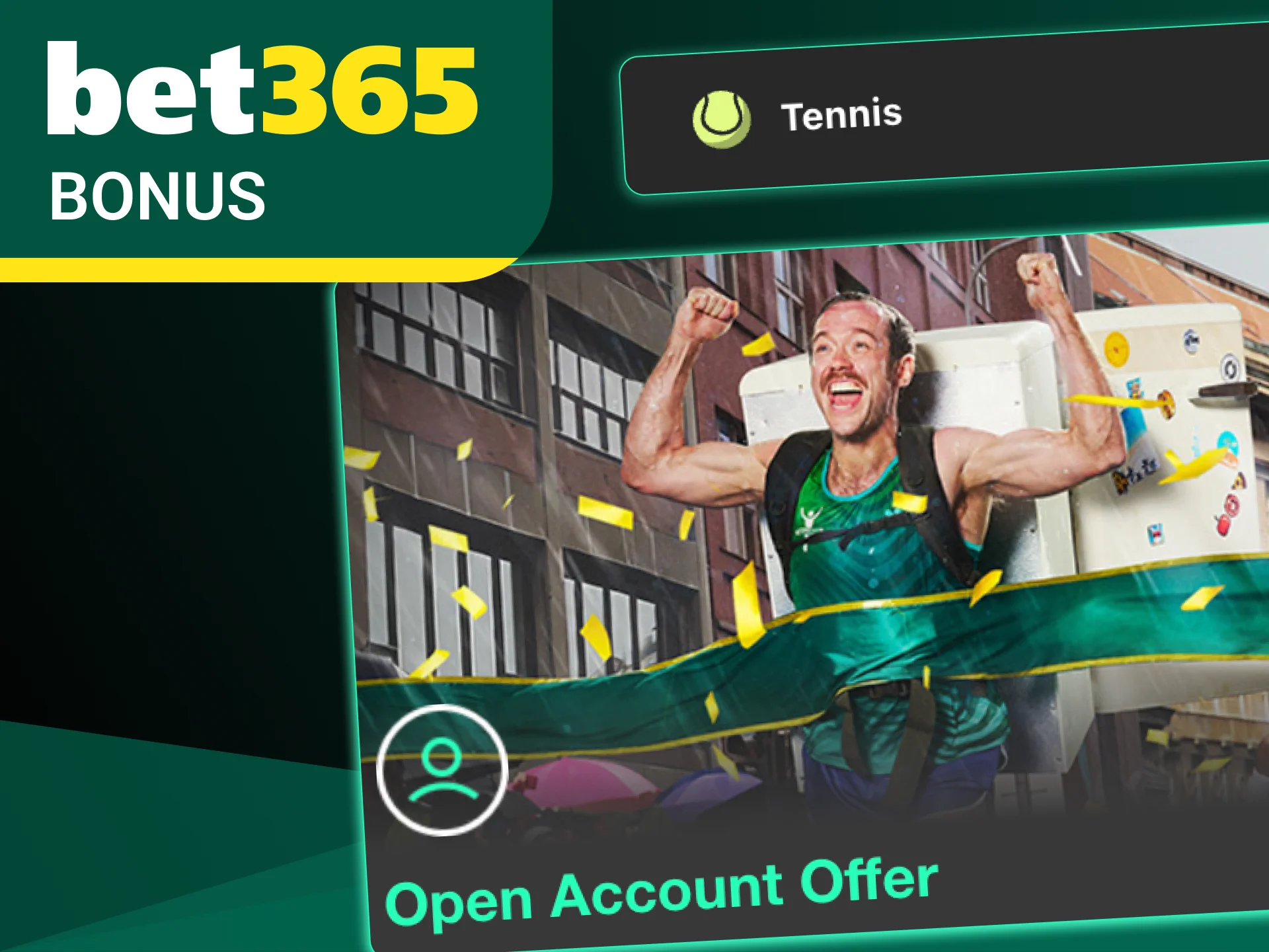 Join Bet365, deposit and enjoy your welcome tennis betting bonus.