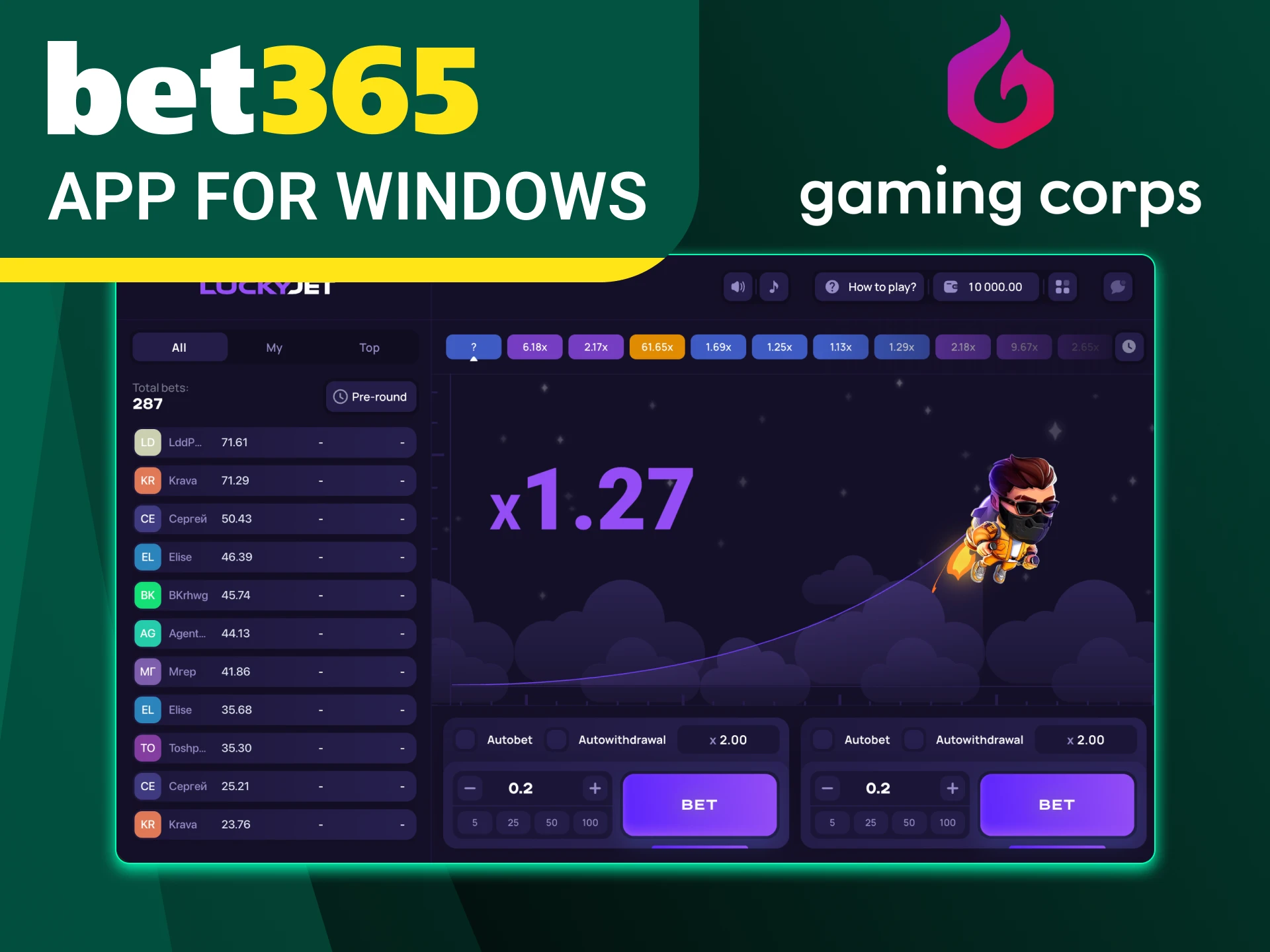 Play Lucky Jet on your PC and don't forget to use your bonus at Bet365 online casino.